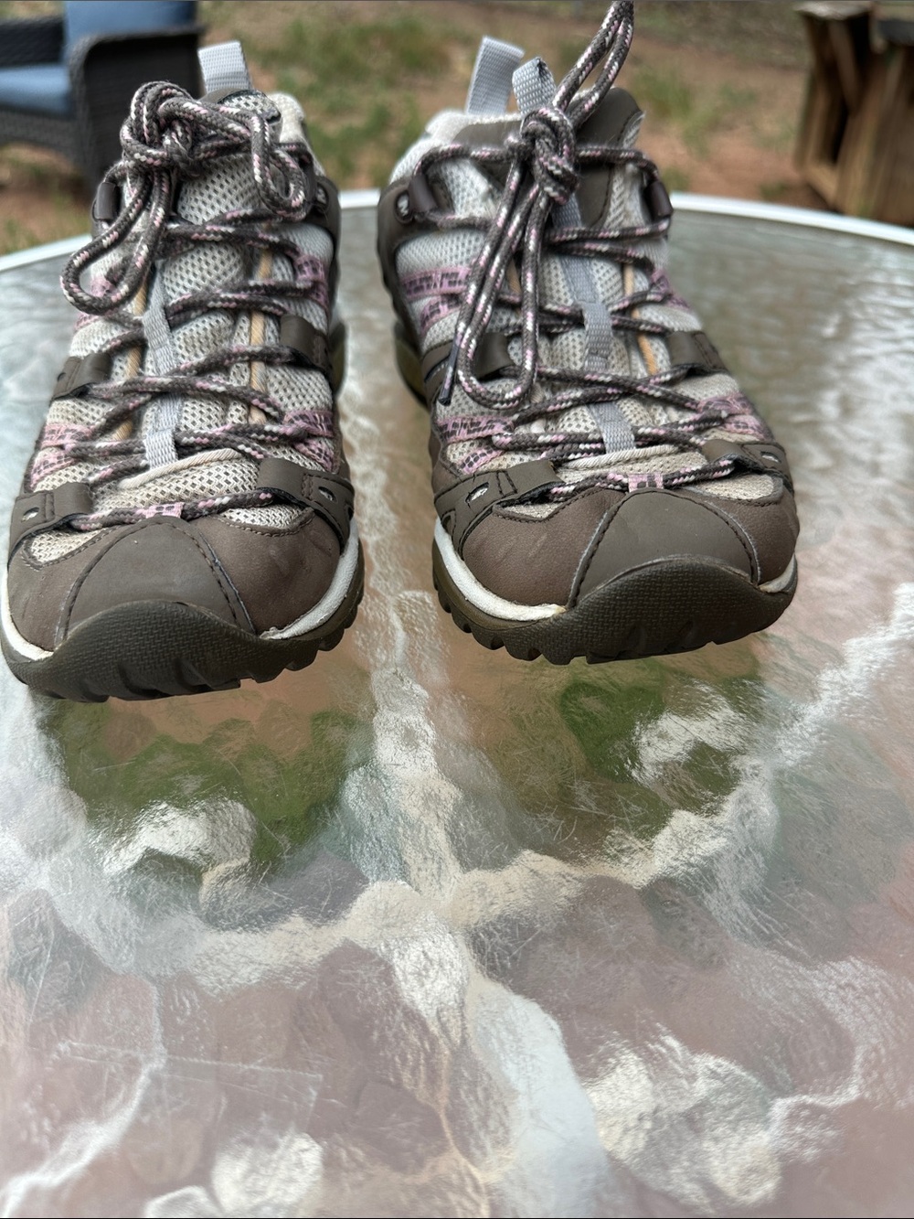 Merrell Women's Taupe and Pink Trail Hiking Shoes - Picture 3 of 7